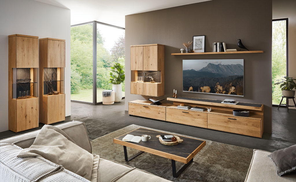 Wöstmann WM 2520 - Couchtisch | Type 9500 | B: 120,0  cm | Wildeiche massiv, Keramikplatte
