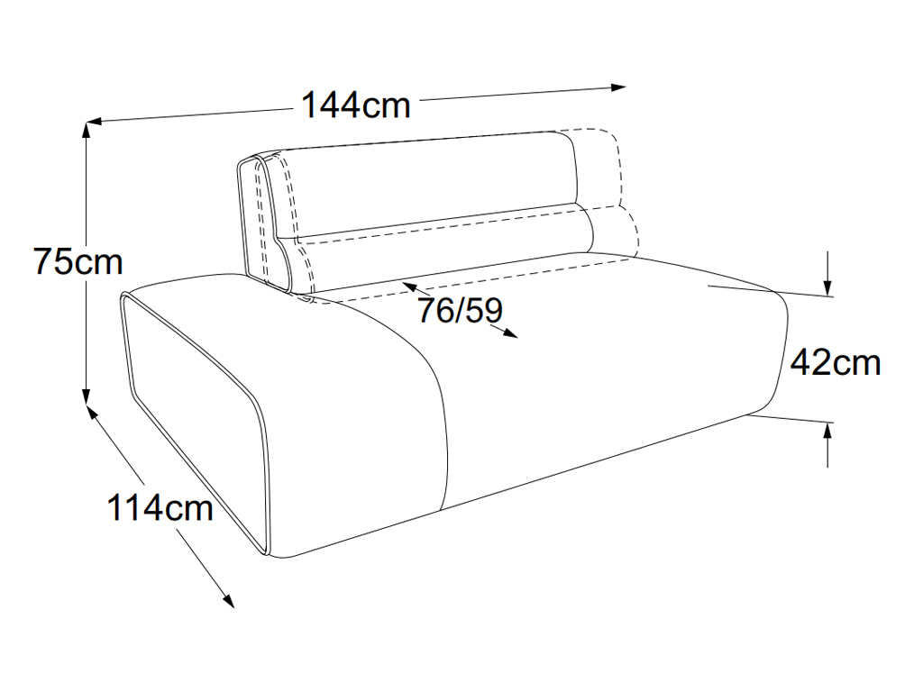 designwerk Colosseo - 2HT links | B: 145 cm | mit Rückenverstellung | D081522
