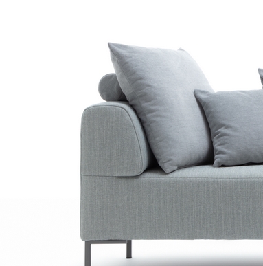 freistil Rolf Benz 185 - Rückenkissen mit Rolle  | 65 x 52 cm Modernes graues Sofa mit Kissen, linke Armlehne sichtbar