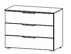 Illustration einer Kommode mit drei Schubladen vor weißem Hintergrund