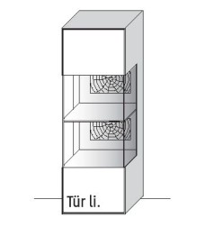Illustration einer kleinen Vitrine vor weißem Hintergrund