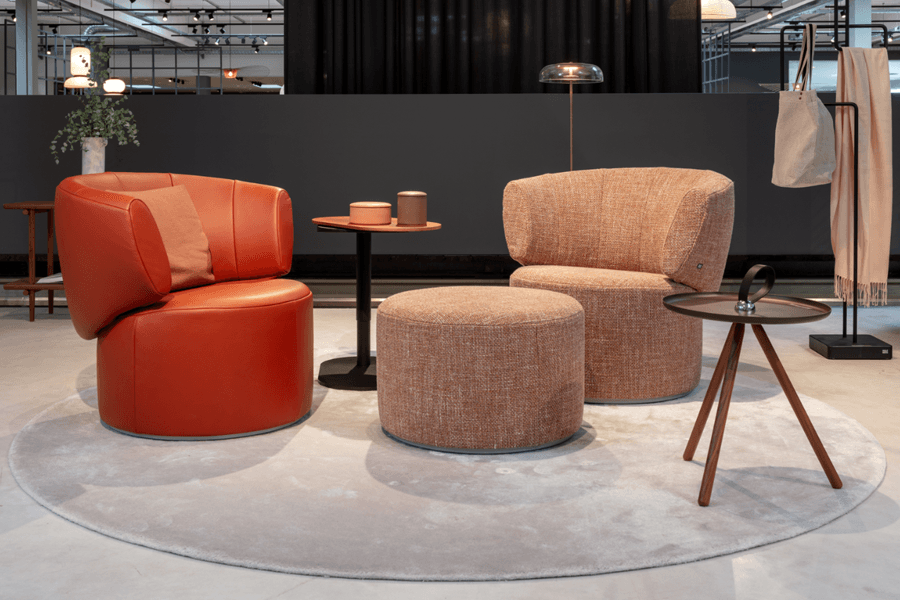 zwei Sessel in unterschiedlichen Farben und Polster Rückenlehne