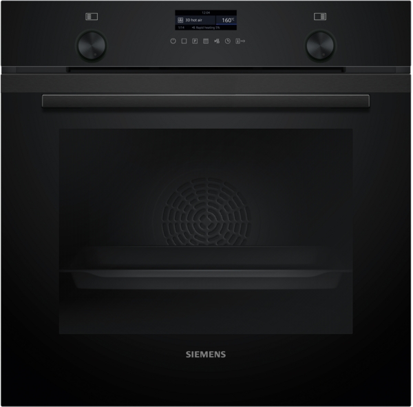 Siemens powerLine - Einbau-Backofen iQ500 (60x60 cm) | HB279GBB3 Schwarzer Siemens Einbau-Backofen mit Digitalanzeige und eleganten Drehknöpfen