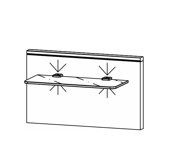 Illustration eines kleinen Wandpaneels mit Ablage inkl. Beleuchtung vor weißem Hintergrund