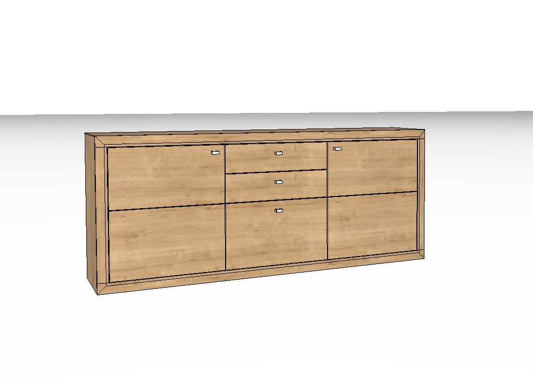 braunes Sideboard vor weißem Hintergrund