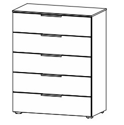 Illustration einer Kommode mit fünf Schubladen vor weißem Hintergrund