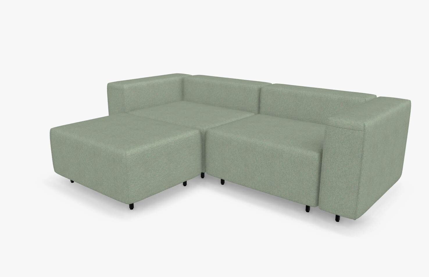 freistil Rolf Benz 122 ECHT - modulares Sofa (Bundle 3) | 6034 minttürkis | 7-teilige Polstergarnitur Grünes modulares Ecksofa mit gepolsterten Armlehnen und verstellbaren Sitzflächen auf einem weißen Hintergrund