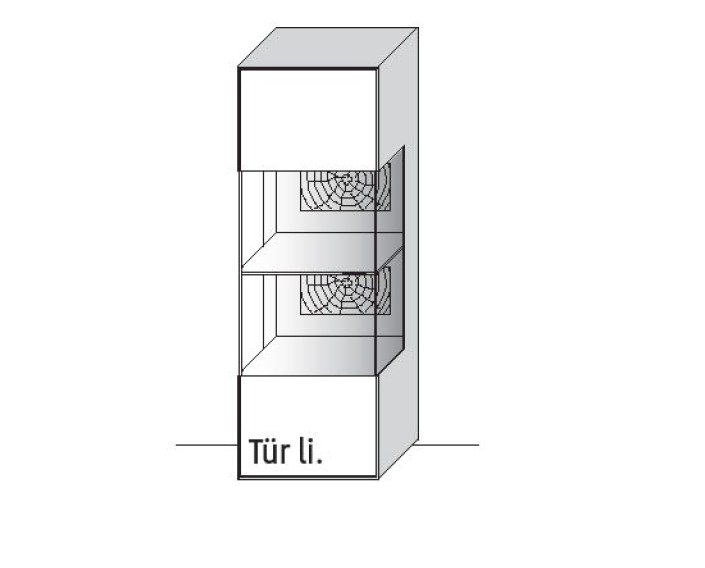 Illustration einer kleinen Vitrine vor weißem Hintergrund