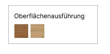 Farbmuster von verschiedenen Holzoberflächen in Tabellenform von Hasena