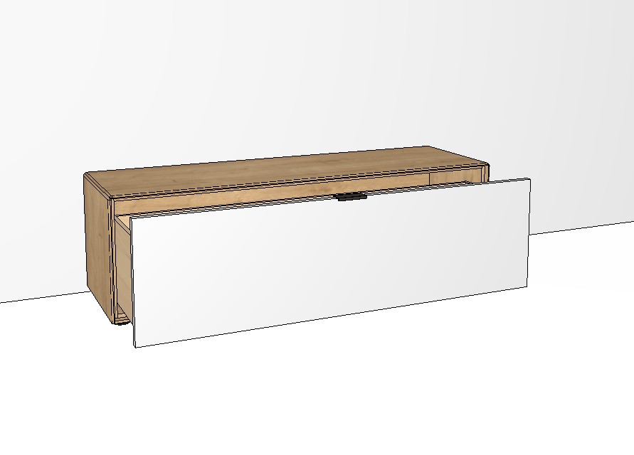 weiß braunes Lowboard vor weißem Hintergrund