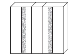 Illustration eines fünftürigen Schrankes vor weißem Hintergrund