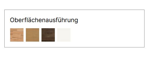Farbmuster von verschiedenen Holzoberflächen in Tabellenform von Hasena