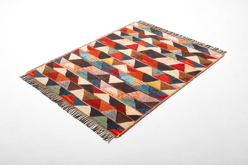 Rolf Benz 975 - Plaid mit Fransen (Bunt Dreieck) | 100 % Viskose | 140 x 185 cm bunte Tagesdecke von Rolf Benz