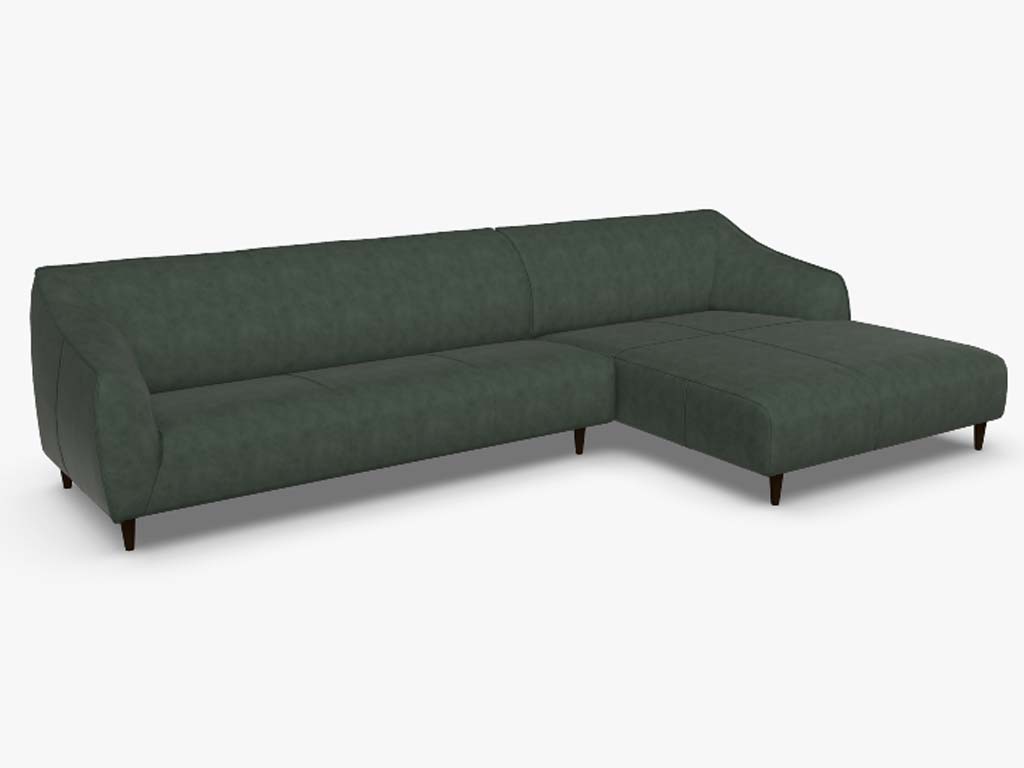 freistil Rolf Benz 132 - Sofa (Polstergarnitur) | B: 312 cm Modulares Ecksofa in Dunkelgrün mit Holzfüßen