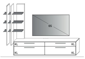 Illustration einer Wohnwandkombination vor weißem Hintergrund