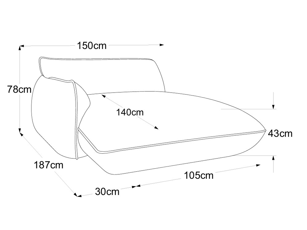 designwerk Fluffy - Recamiere Armteil links | B: 150 cm | ohne Funktion | D073130
