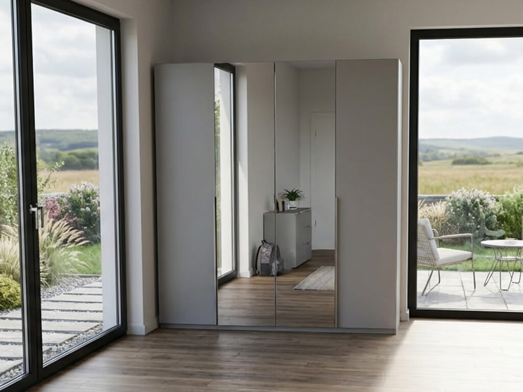 rauch BLACK - Scaletta Drehtürenschrank, 4-türig, 2 Spiegeltüren | B: 200, H: 223 cm | versch. Dekore oder Glas konfigurierbar