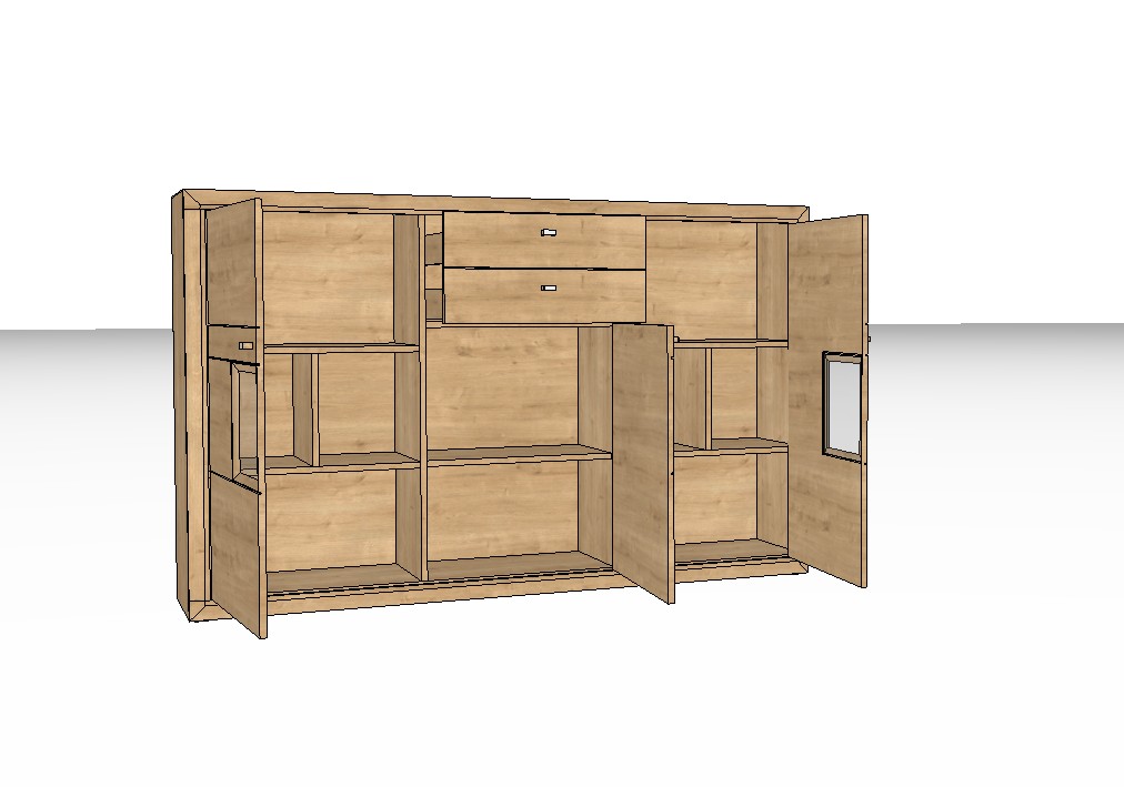 braunes Highboard vor weißem Hintergrund