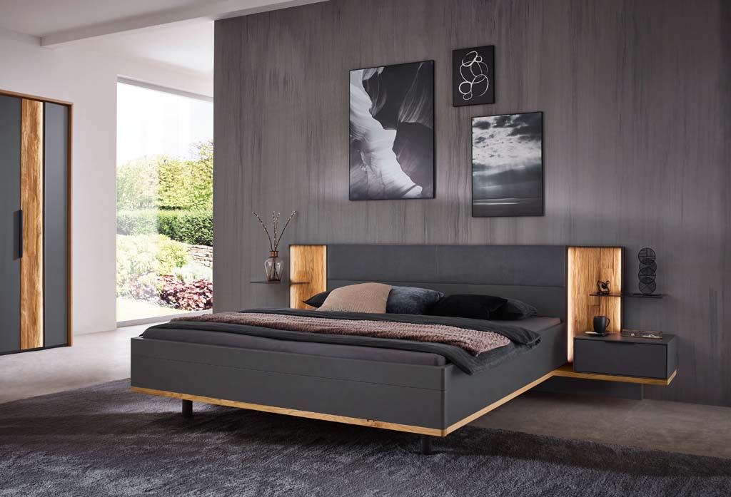 Bett in schwarz mit Holzakzent schwarz wöstmann wsl 8800