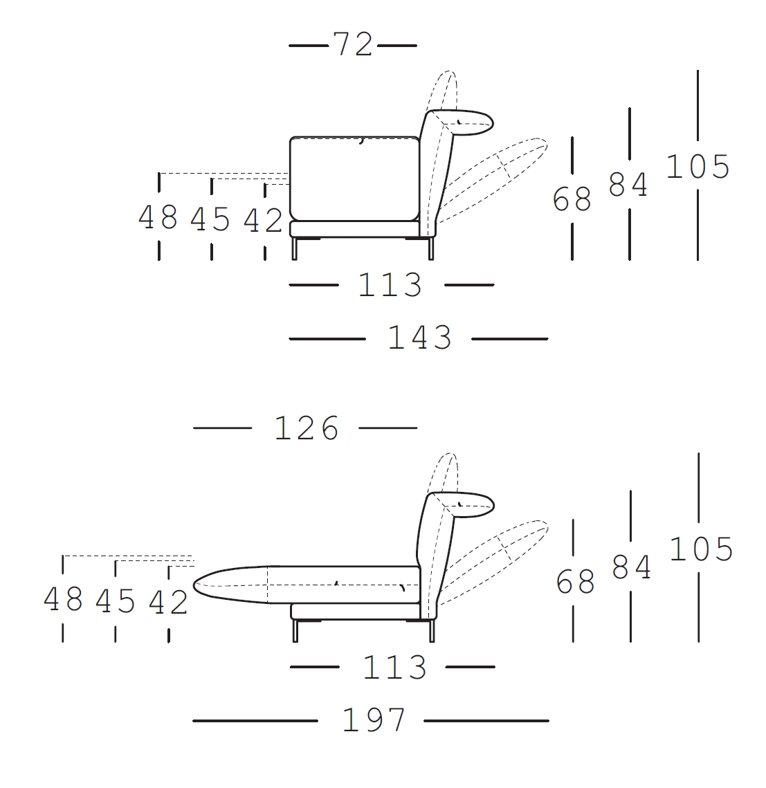 freistil 140 | Liege-Sofabank | B: 200 