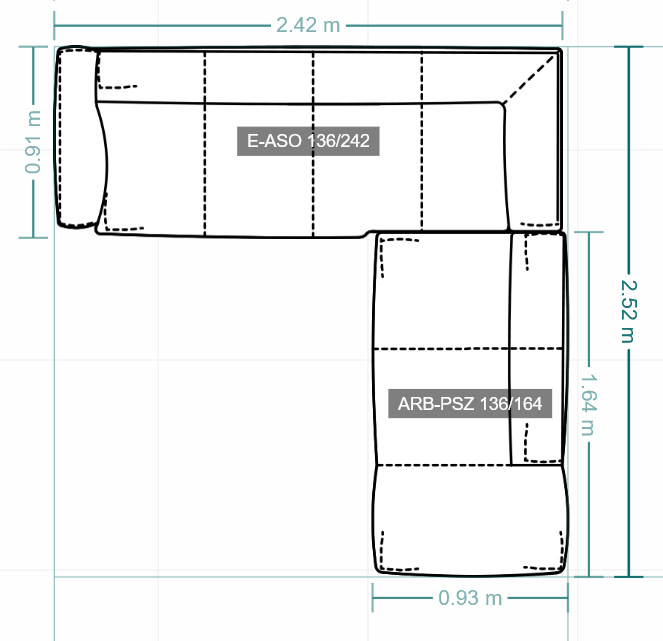 Anreihbank mit Polstersitz rechts
