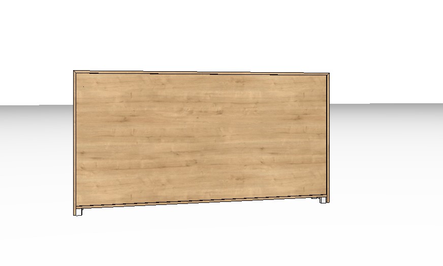 Rückansicht eines braunen Highboards vor weißem Hintergrund