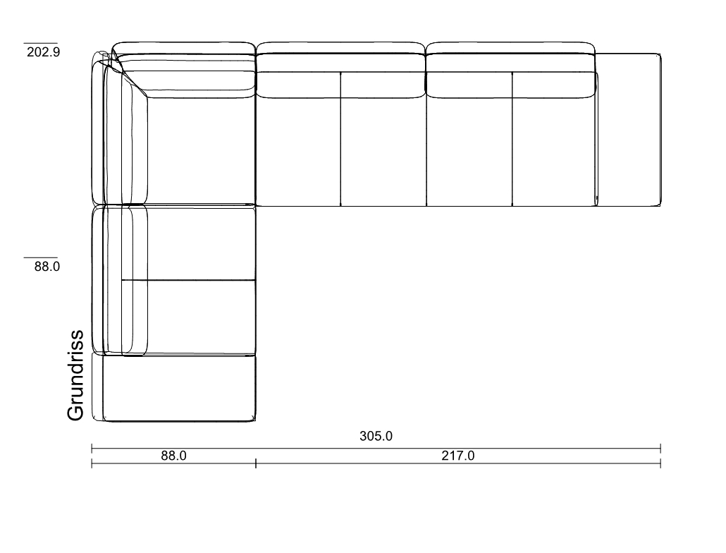 Eck-Anreihsofa auf der linken Seite