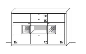 Illustration eines Highboards vor weißem Hintergrund