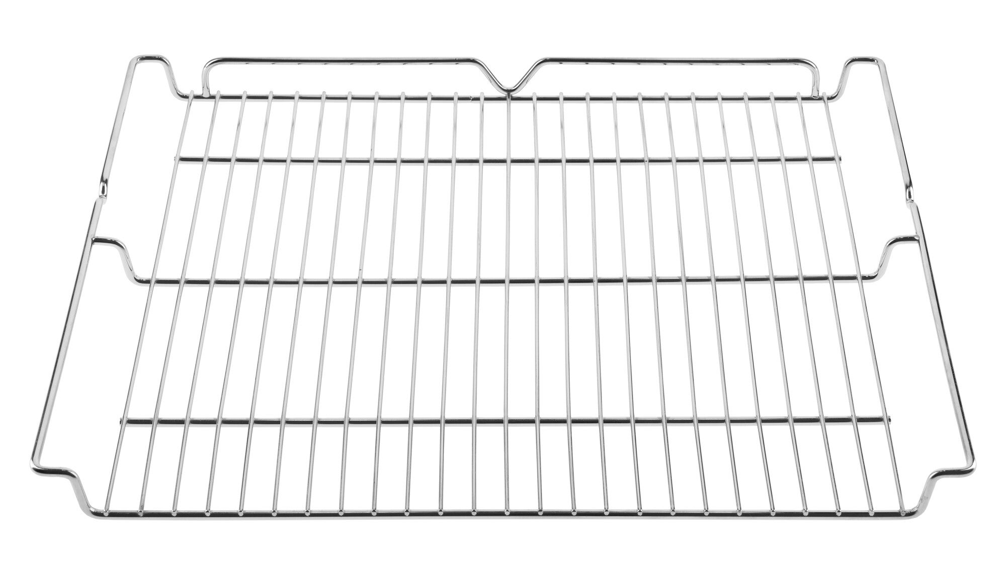 Ein glänzendes Grillrost aus verchromtem Metall für den Backofen.