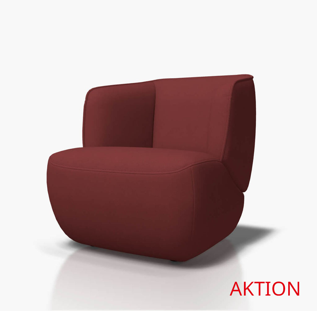Stilvoller roter Polstersessel mit modernem Design, ideal für zeitgenössische Wohnzimmer-Einrichtung
