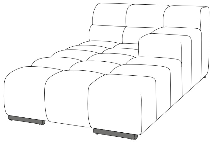 DW.T.D021142/D021143 Designwerk Temple - Recamiere small Armteil | B: 109 cm | ohne Funktion | D021142/D021143