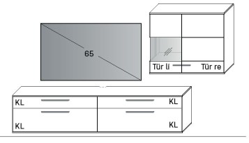 Illustration einer Wohnwandkombination vor weißem Hintergrund