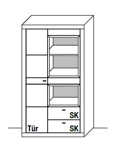 WM.A.4937 Wöstmann. Aurum | Schrank mit offenem Fach | Type 4937 / 4938 | B: 92,2 cm