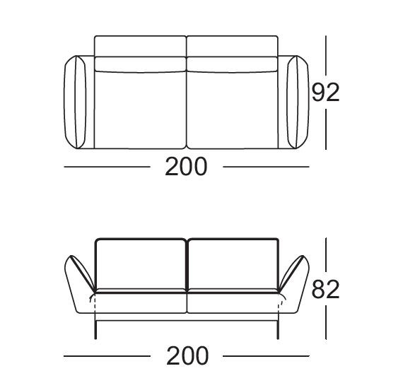 Rolf Benz. 386 MERA | Liege-Sofabank | B: 200 cm