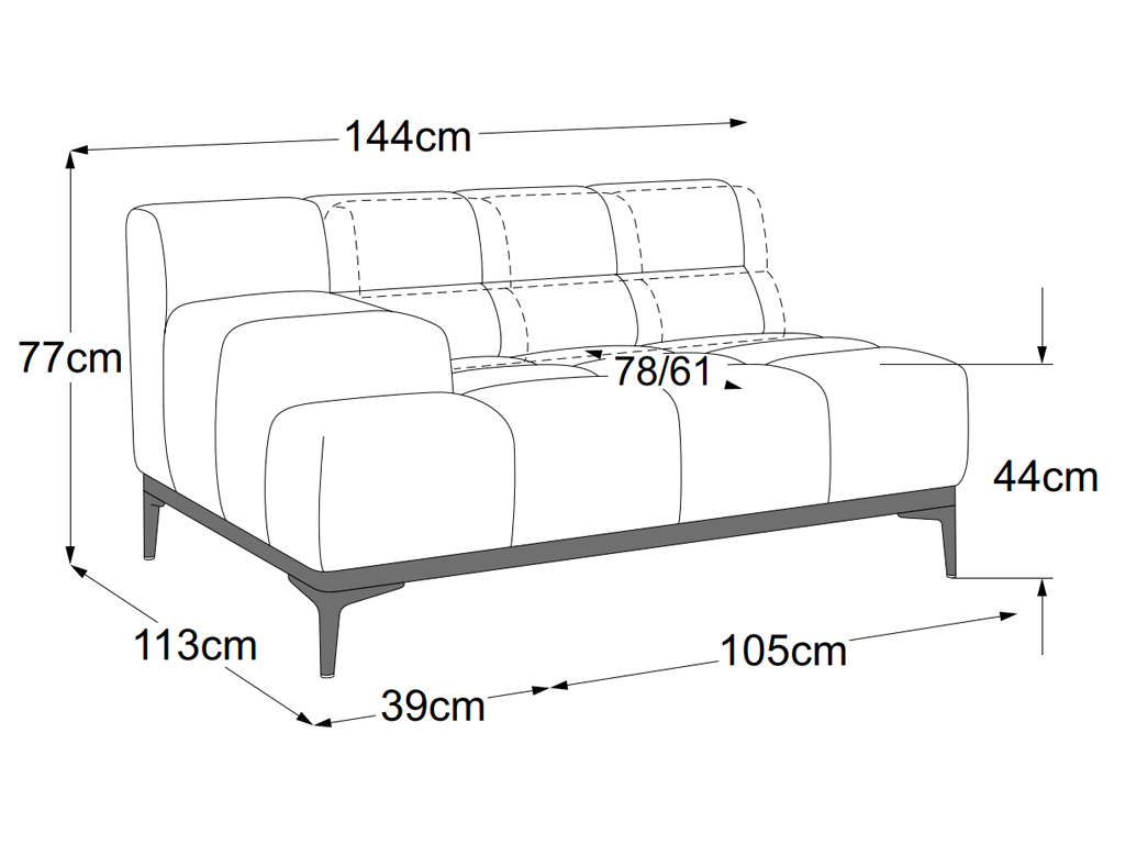 designwerk Oasis - Element 105 Armteil links | B: 144 cm | mit Rückenverstellung | D115106