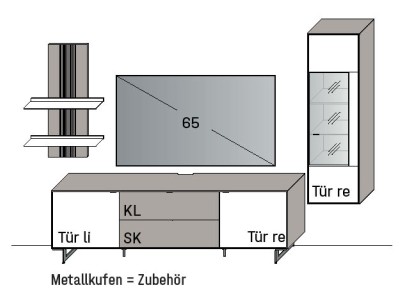 Illustration einer Wohnwand vor weißem Hintergrund