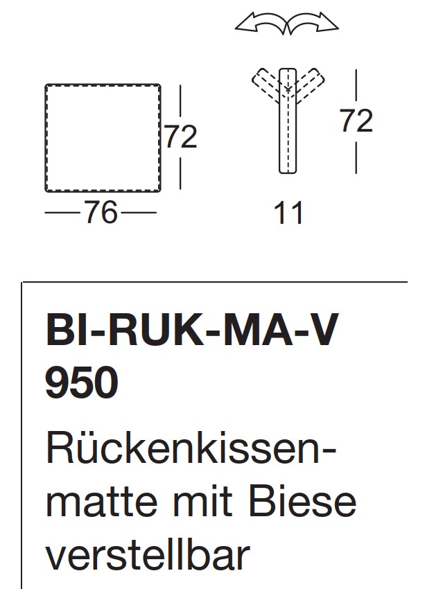 Illustration eines Kissens mit Maßangaben und Artikelbezeichnung vor weißem Hintergrund