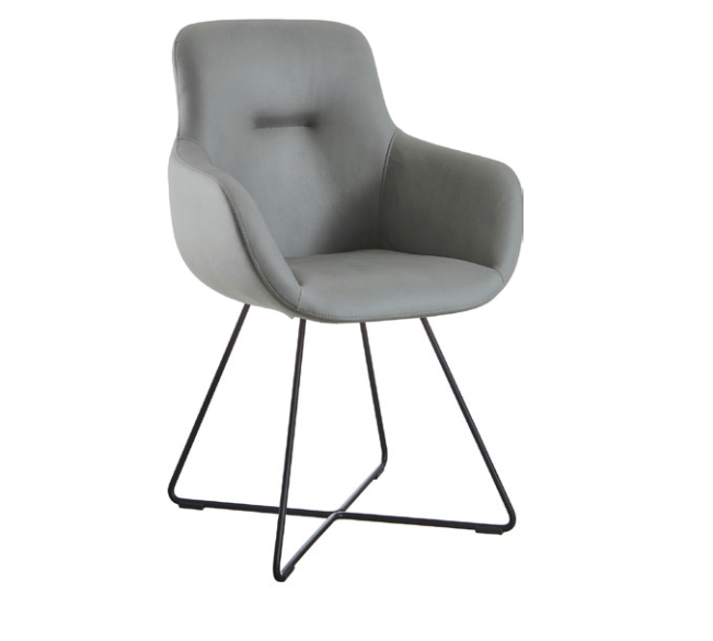 nobilia - Sessel Cross (Kreuzkufe)| 4 versch. Bezüge konfigurierbar grauer Stuhl mit scharzem gestell nobilia