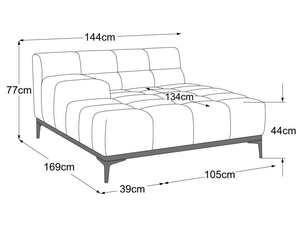 designwerk Oasis - Recamiere Armteil links | B: 144 cm | ohne Funktion | D115121