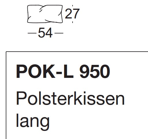 Illustration eines Kissens mit Maßangaben und Artikelbezeichnung vor weißem Hintergrund