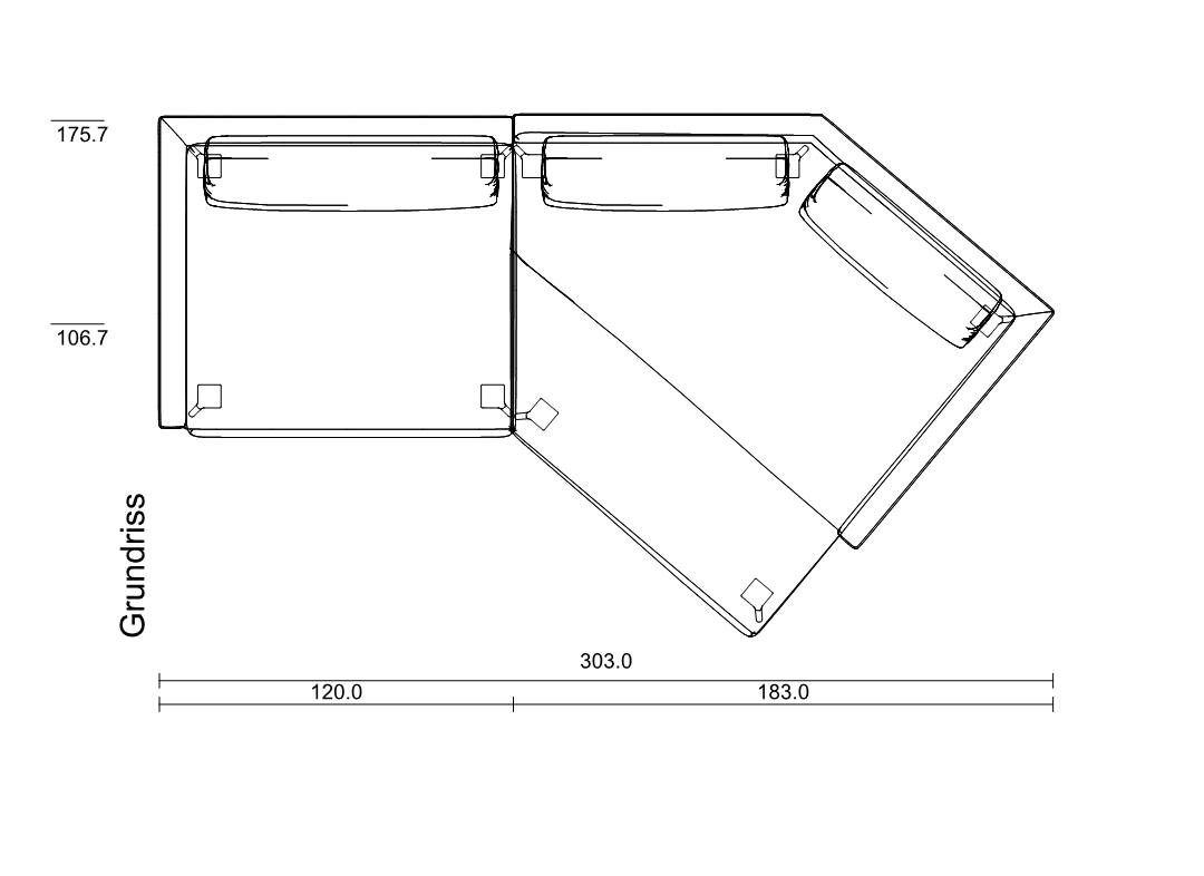 Winkel-Anreihsofa rechts