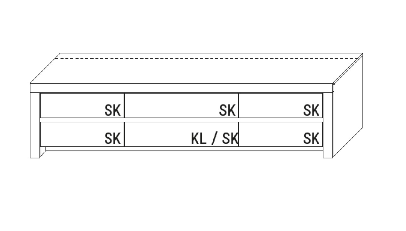Illustration eines Lowboards vor weißem Hintergrund