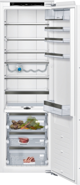 Siemens studioLine - Einbau-Kühlschrank iQ700 (177.5x56 cm) INKL. 5 JAHRE GARANTIE | KI81FSDE0 Offener integrierter Kühlschrank mit mehreren Ablagen und Gemüsefächern, ideal zur Aufbewahrung frischer Lebensmittel.