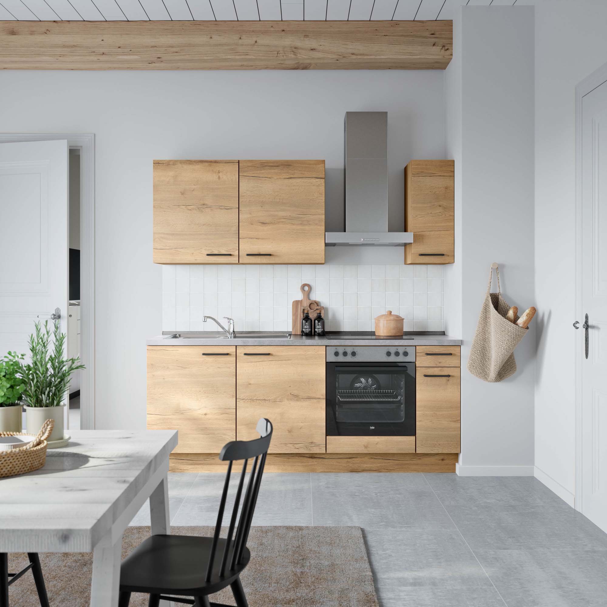 nobilia - Küchenzeile Structura Low-Line (L5) | B 210 cm | Eiche Sierra Nachbildung 