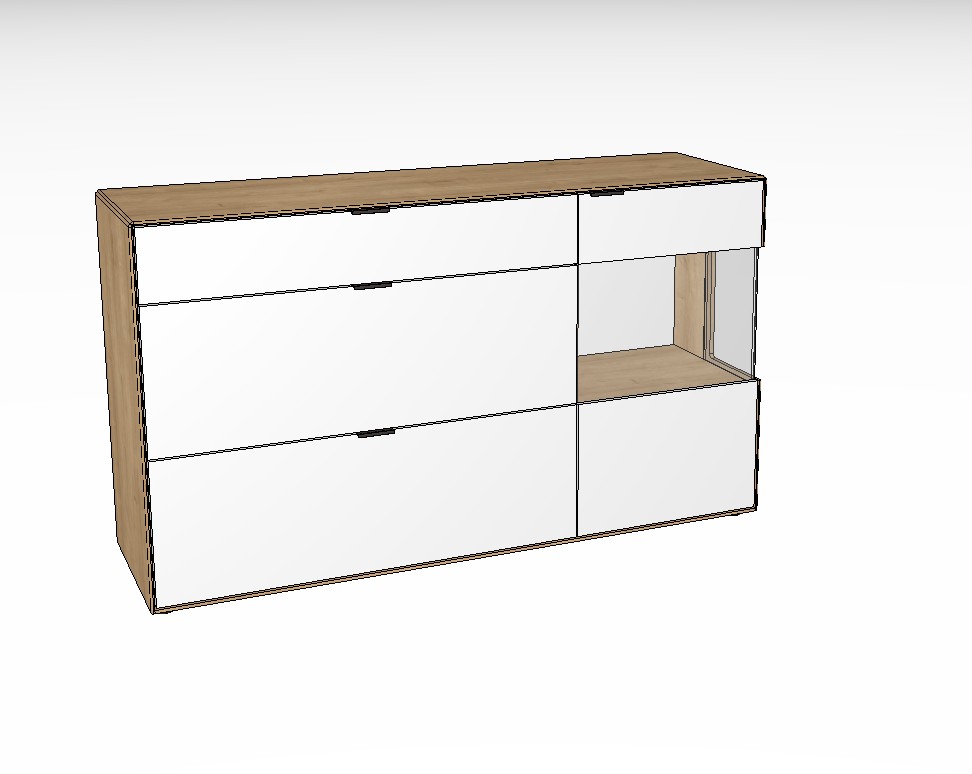 weiß braunes Sideboards vor weißem Hintergrund