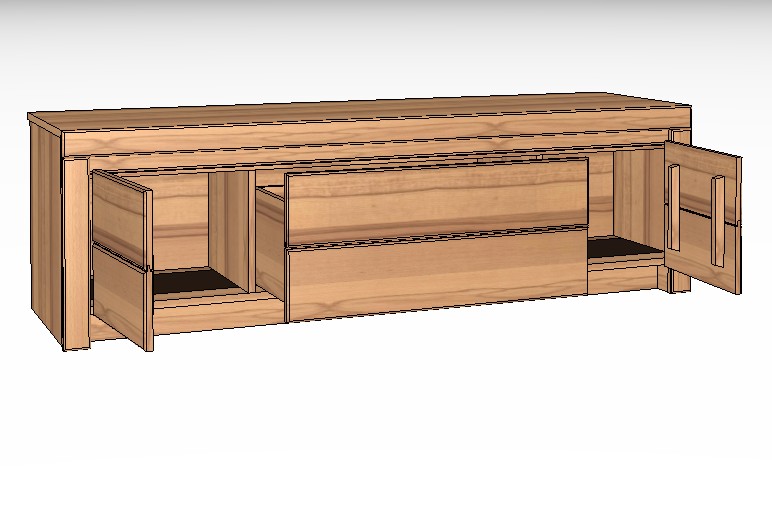 braunes Lowboard vor weißem Hintergrund