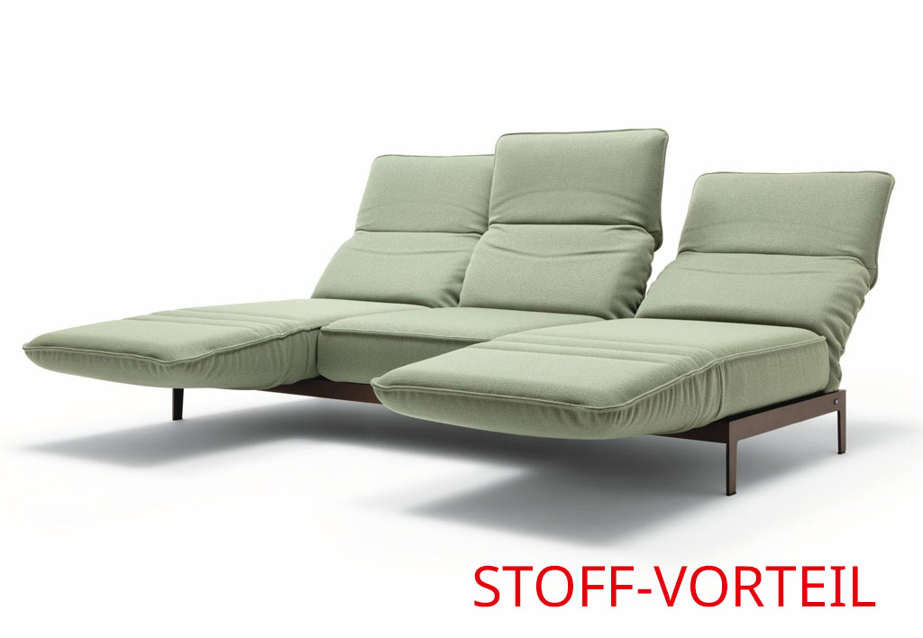Dreiteiliges Sofa in Grün mit verstellbarem Design und eleganten Metallbeinen