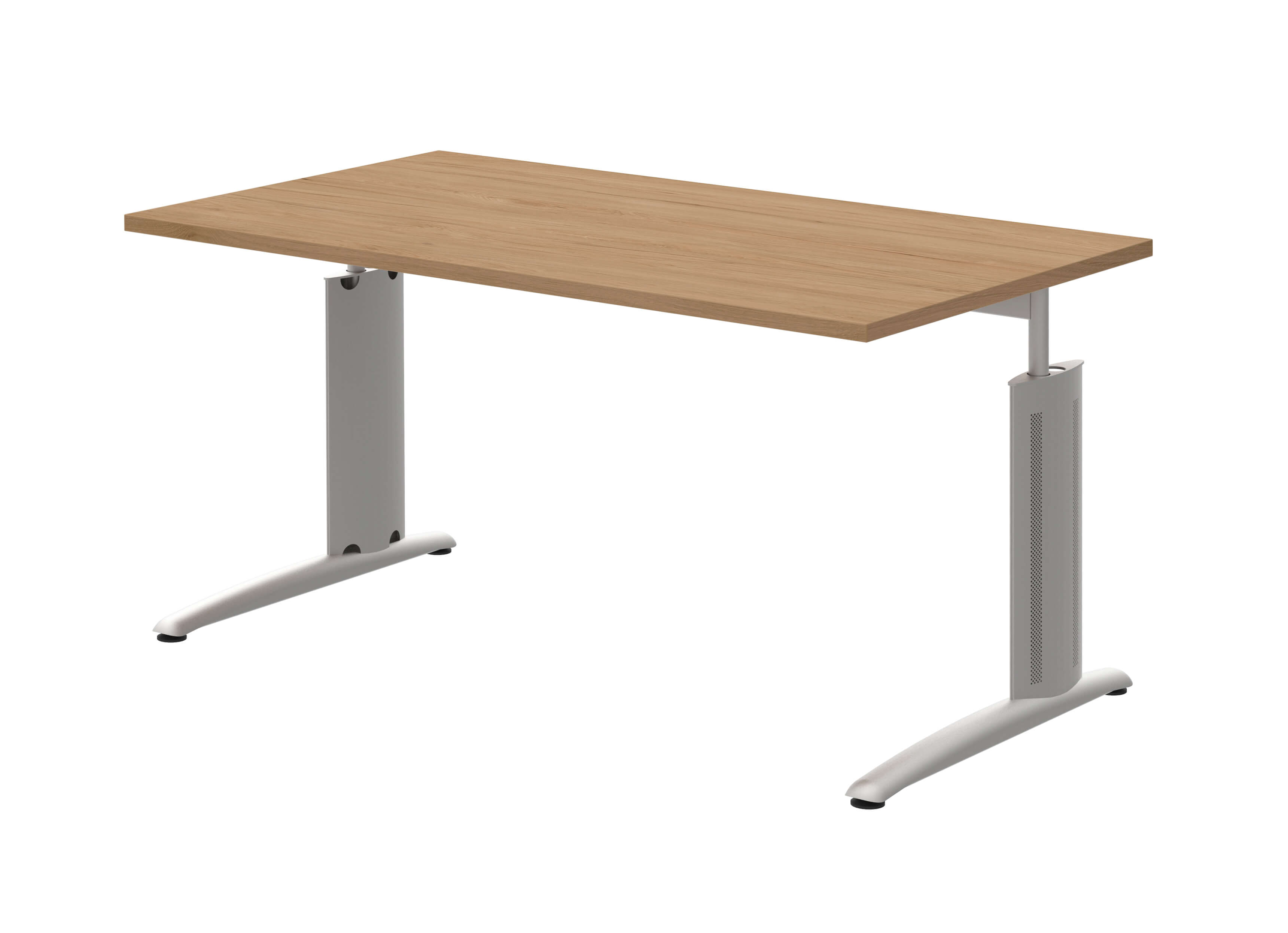 Röhr Bush techno - Schreibtisch | B: 120,0 cm |  höhenverstellbar Moderner Schreibtisch mit rechteckiger Holzoberfläche und stabilen, silberfarbenen Metallbeinen
