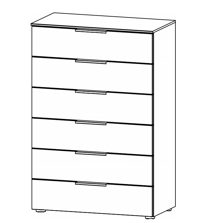 Illustration einer Kommode mit sechs Schubladen vor weißem Hintergrund