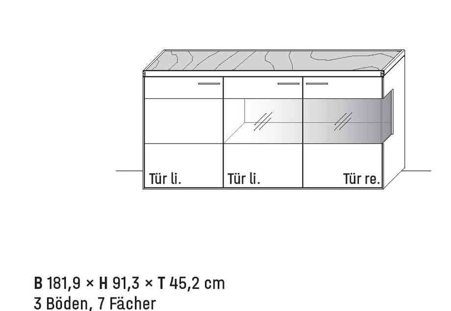 Wöstmann WM 2520 - Sideboard | Type 2843/2844 | B: 181,9  cm | Wildeiche massiv, Keramik